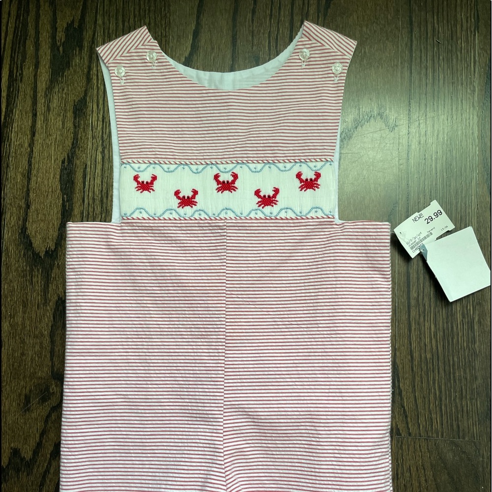 4T crab embroidered romper